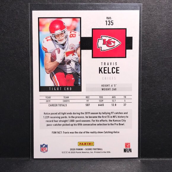 2020 PANINI SCORE TRAVIS KELCE CARD KANSAS CITY CHIEFS - Picture 2 of 2